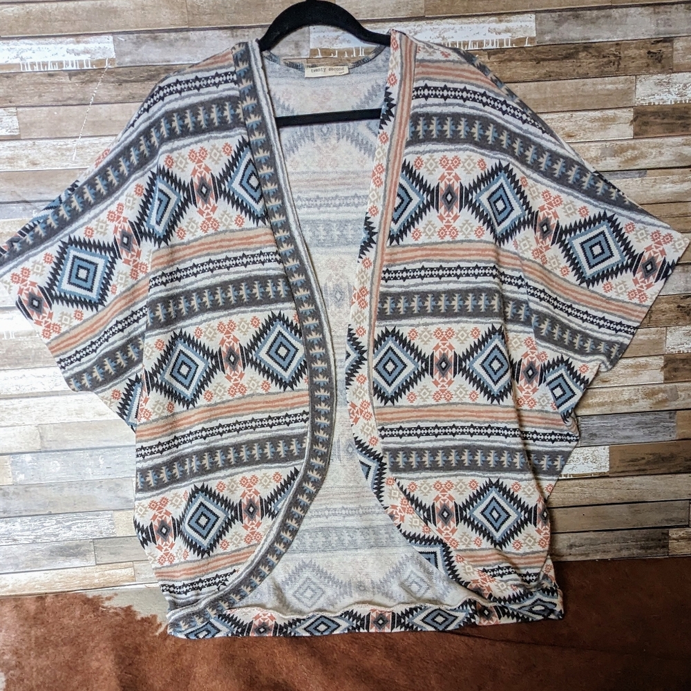 Twenty Second Aztec Short Sleeve Drop Shoulder Cardigan